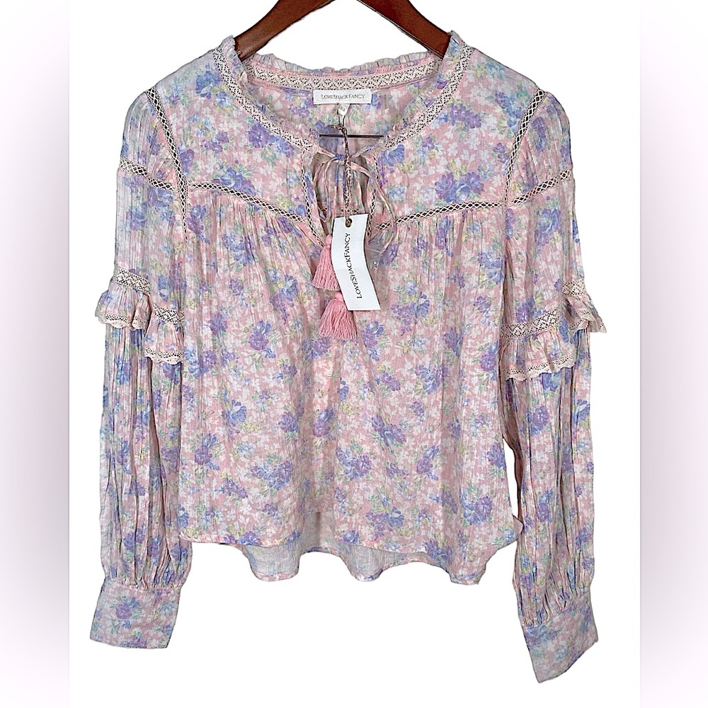 {NWT} LoveShackFancy 💕Pink Prairie Peasant Blouse XS